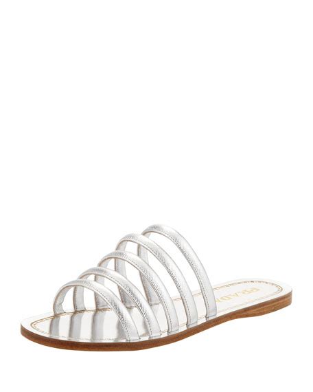 prada flat sandal vernice|Prada Vernice Saffiano Strappy Flat Sandal .